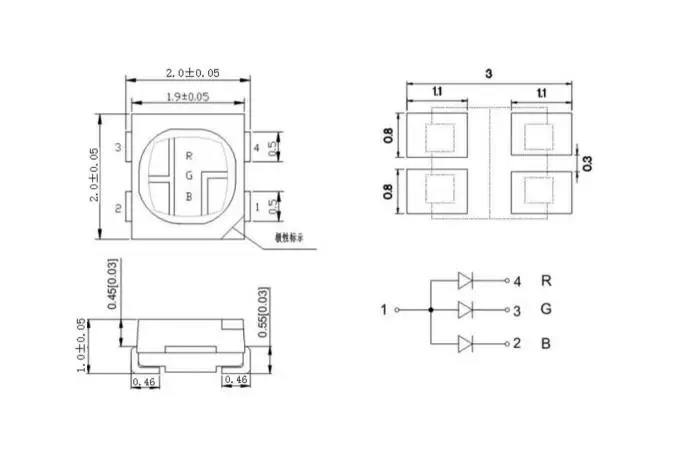 2023 new 0.6w smd led tv 2121 rgb led 620nm 520nm 460nm for screen display