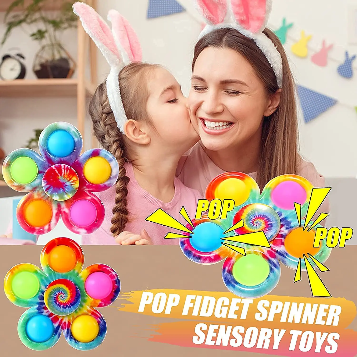 Wholesale Tie Dye Simple Fidget Popper Spinners Pop Fidget Spinner Hand Spinner for ADHD Anxiety Stress Relief