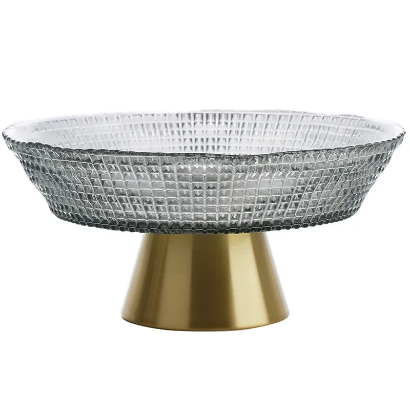Wholesale Modern Home Decorative Luxury Crystal Footed Glass Fruit Cake Dessert Plate Bowl