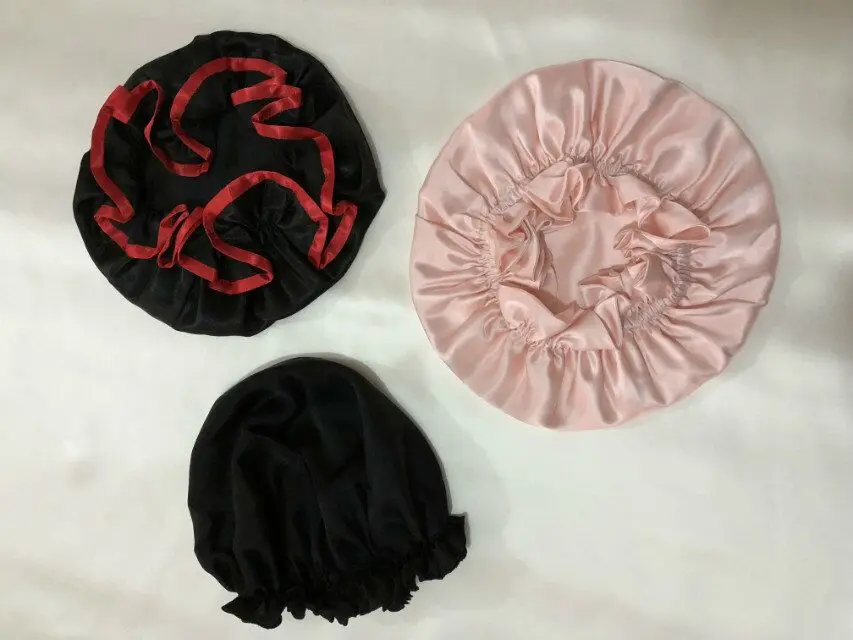 100% Silk Sleeping Bonnet--Black Color