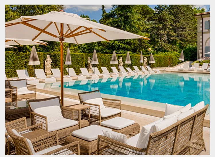 Dreamhause Outdoor Courtyard Villa Hotel Single Rattan Sofa Chair Swimming Pool Garden Rattan Sofa Set With Aluminum Frame