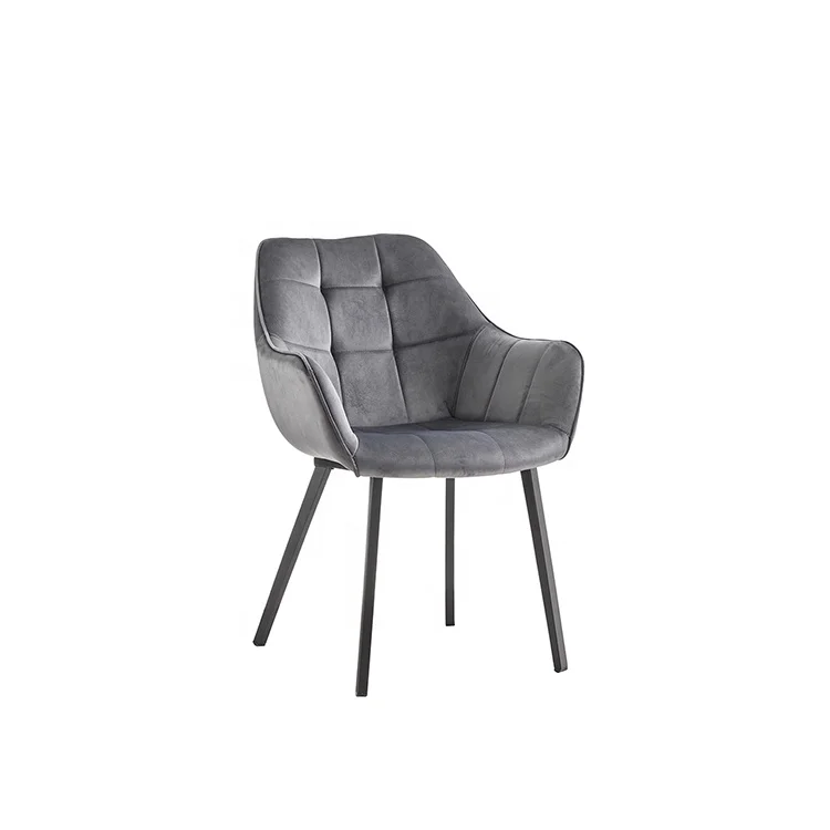 Hot sale restaurant furniture free samples modern simple colorful fabric / velvet dining chair with metal legs