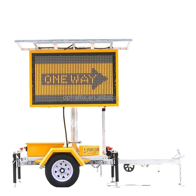 Portable Solar Power LED Roadway Message Display with Hydraulic Mast Variable Message Signs