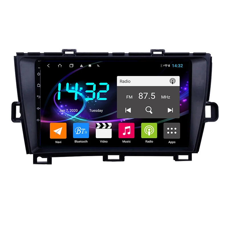 Carplay One Din Car Stereo Android 10 Gps Navigation For Toyota Prius 2009 - 2015 Black Tablet Car Stereo