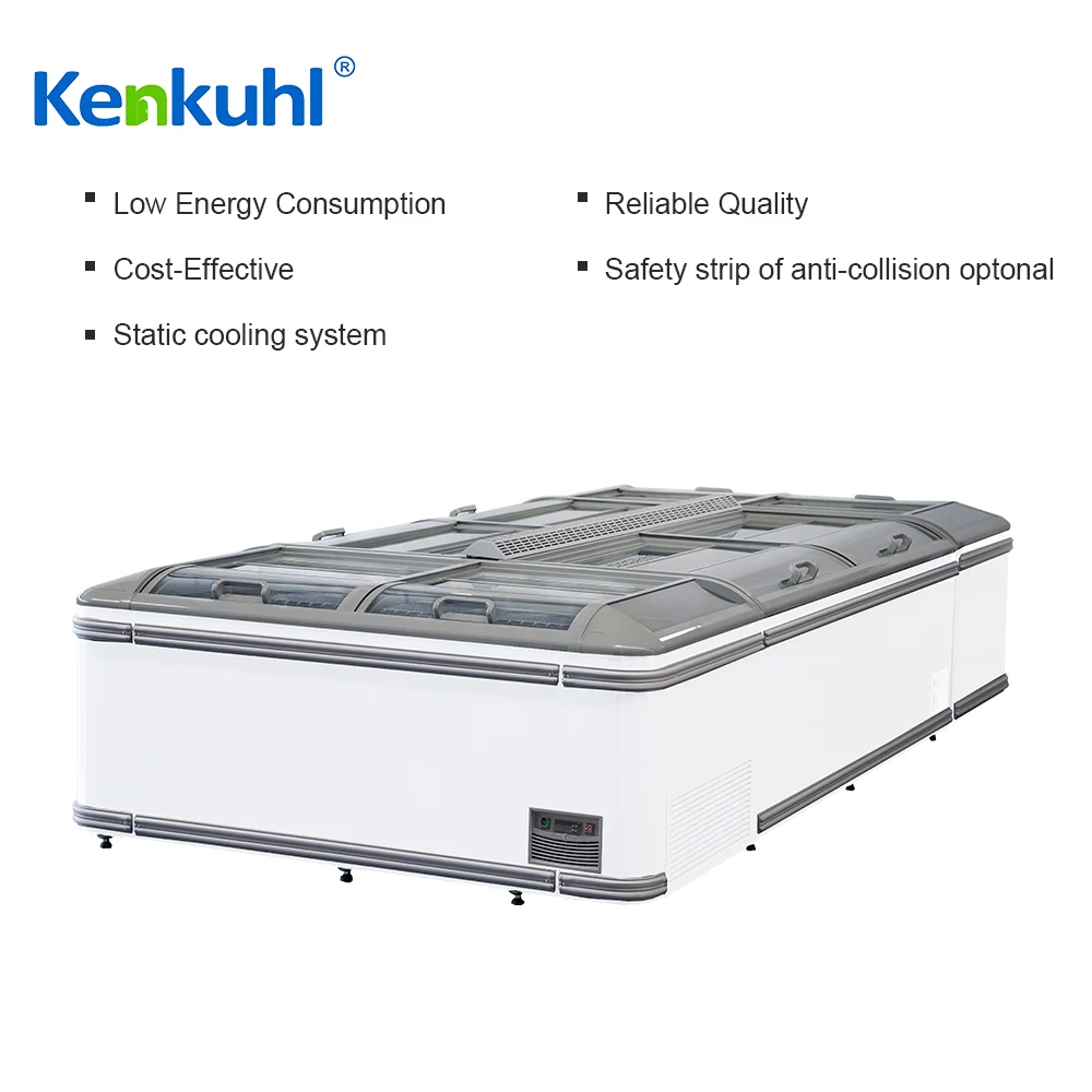 Kenkuhl up and down three glasses sliding double door inverter ice cream  fridge freezer refrigerator supermarket showcases