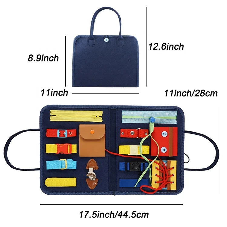 Montessori educational toys Custom design zipper button activity board felt toddlers busy board