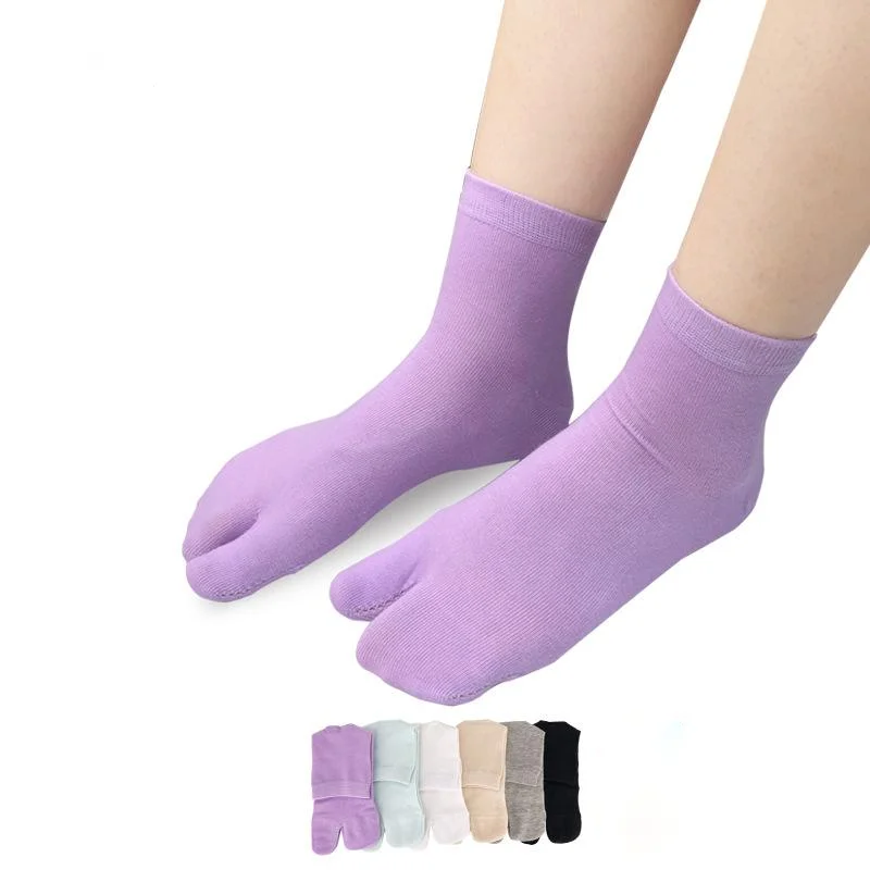 Оптовая продажа, женские и мужские весенне-осенние модели, носки с двумя пальцами, нескользящие носки с разрезом, хлопковые Дышащие носки для кровати