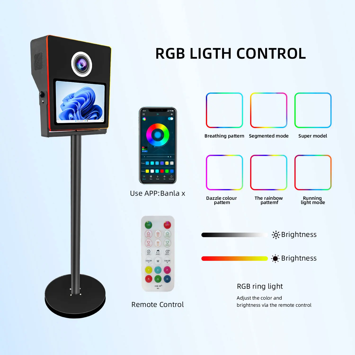 Elegant Column Dslr Photo Booth 15.6 Inch Touch Screen With Selfie Magic Photo Booth And With Flight Case