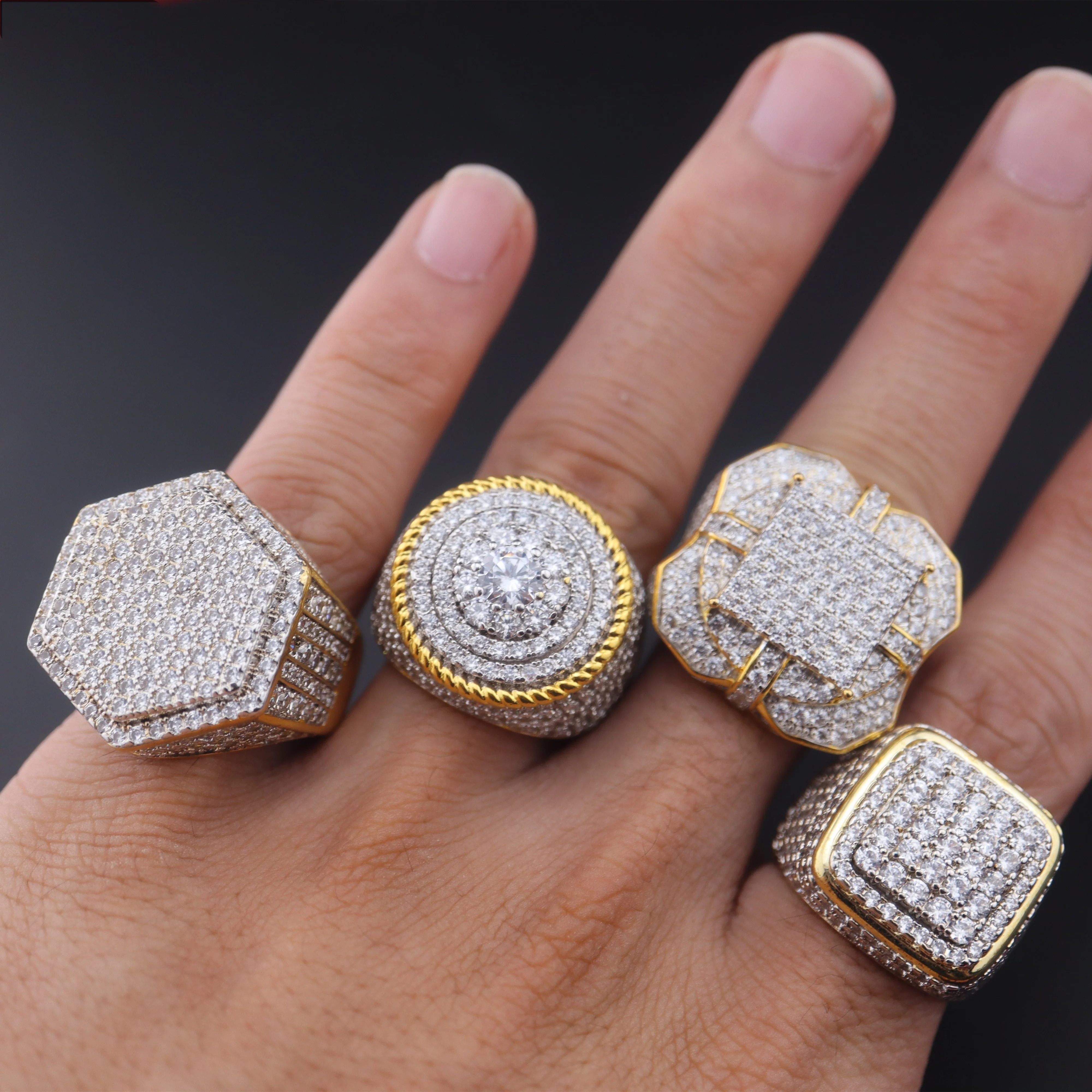 
925 sterling silver cubic zirconia micro pave fashion hip hop ring 