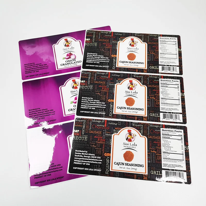 Factory hot sale glossy heat and cold resistant custom size sauce label