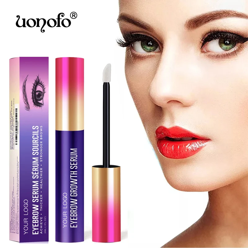 Uonofo Hot Sale Customize Logo Natural Nymphaea Coerulea Flower Longer Eyelash Curved Growth Serum Grow Brush For Eyebrow