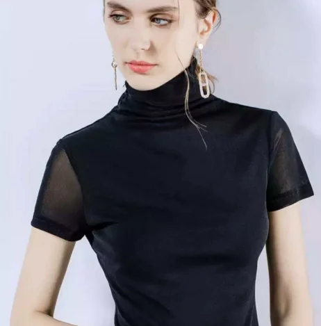 New tops ladies short sleeve blouse women choker fashion t shirt