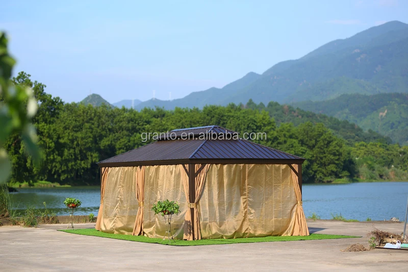 Удобная мебель для отдыха на открытом воздухе, большая беседка, алюминиевый каркас, павильон с занавеской