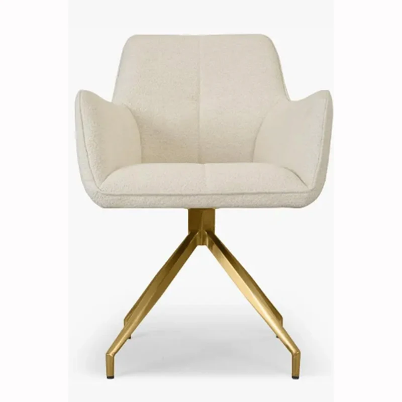 Modern Design With Back  Accent armrest  Chair white copenhagen Gold Chrome Leg  Upholstered dining chair