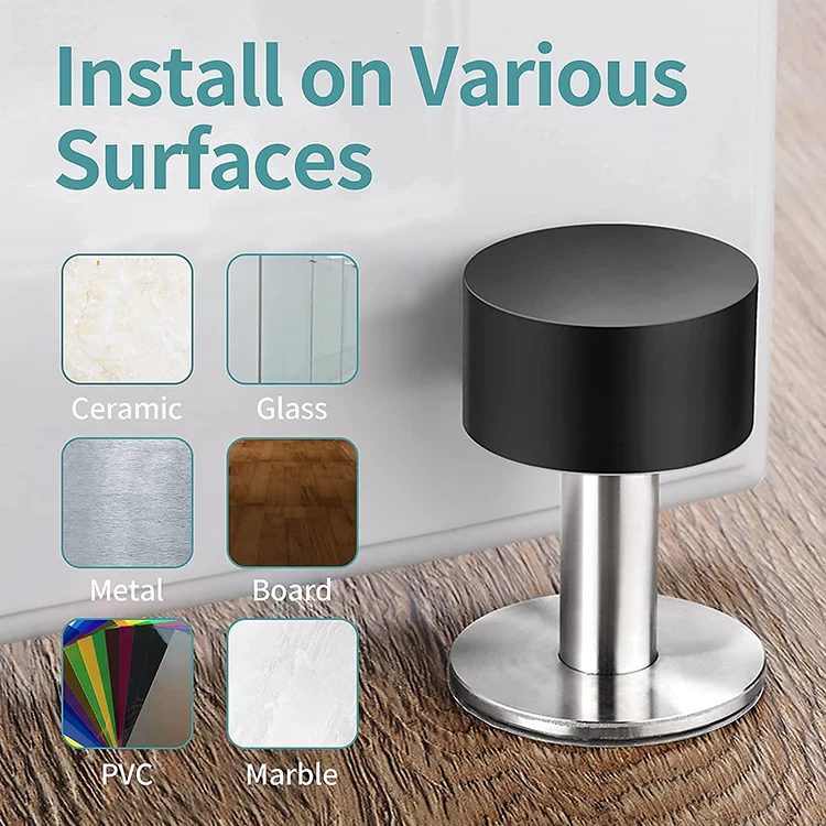 Hotel Bathroom Small Door Stop Stainless Steel Brushed Nickel with Rubber Head Wall Protector Glass Door Stoppers