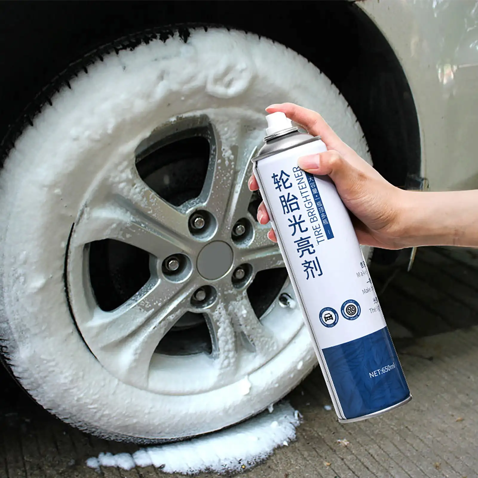 hot sell polished tires spray tire shine custom polish coating shine foam high tire polish