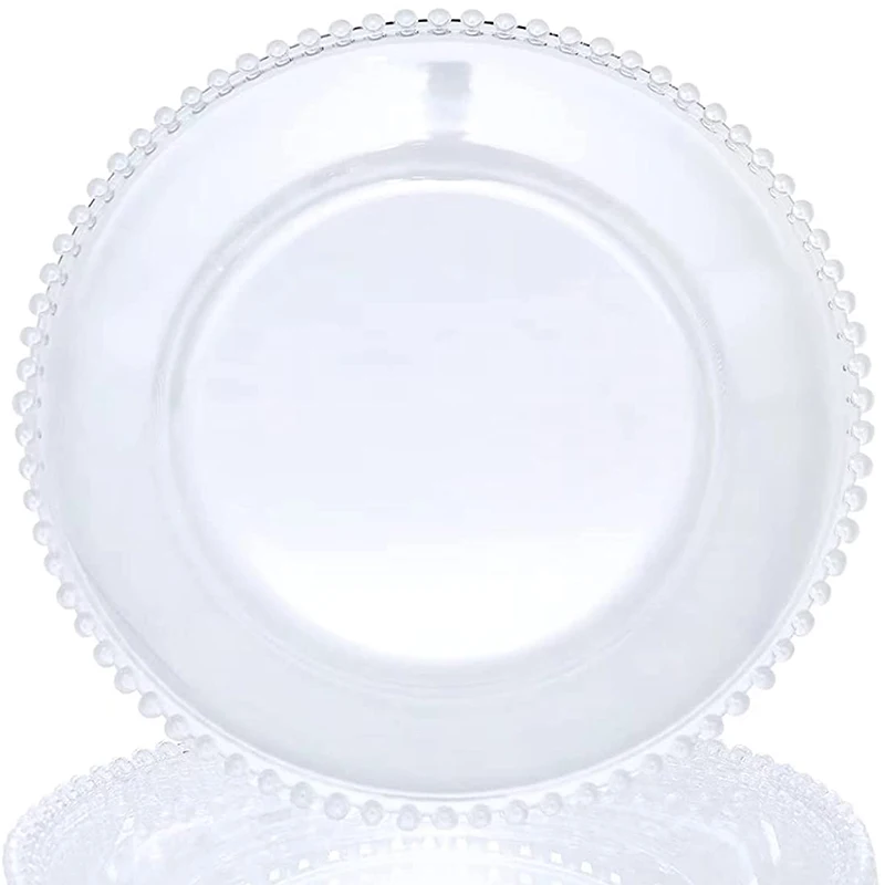 Factory Clssmic  plastic melamine plate clear beading rimmed charger plates wedding for restaurant tableware