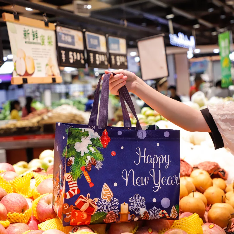 Hot Selling Christmas Non Woven Shopping Bag With Handle Eco-friendly Polypropylene Non Woven Bag For Christmas
