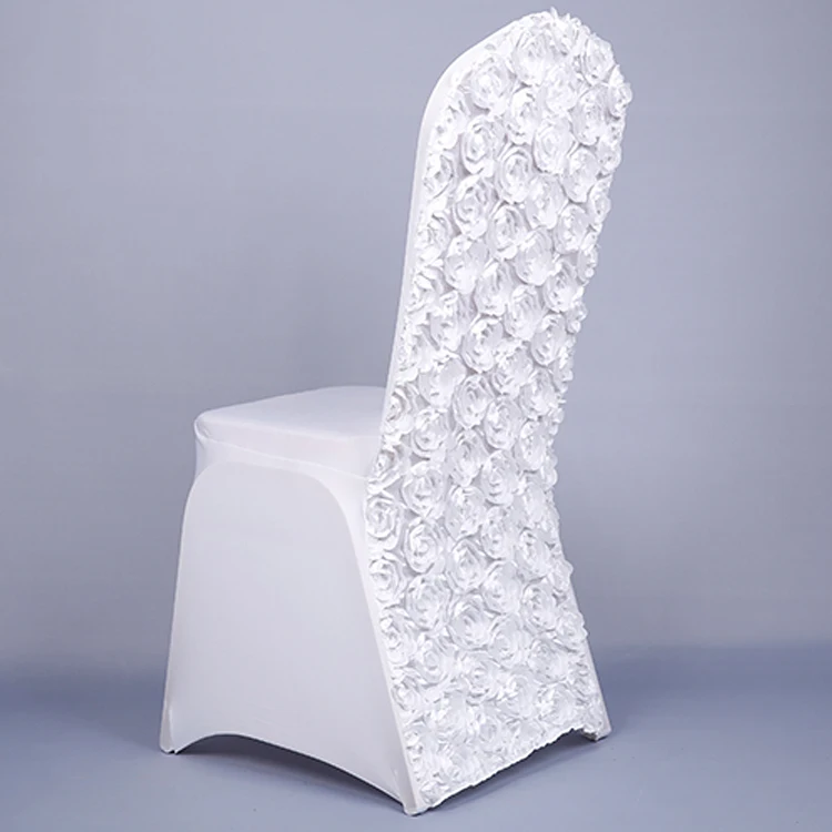 wholesale High quality white rosette satin wedding decoration chair cover