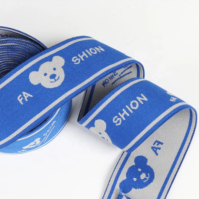 Custom Logo Jacquard Elastic Band Webbing Soft Nylon Spandex Elastic Tape For Clothes Sport Boxer Underwear Elastic Waistband