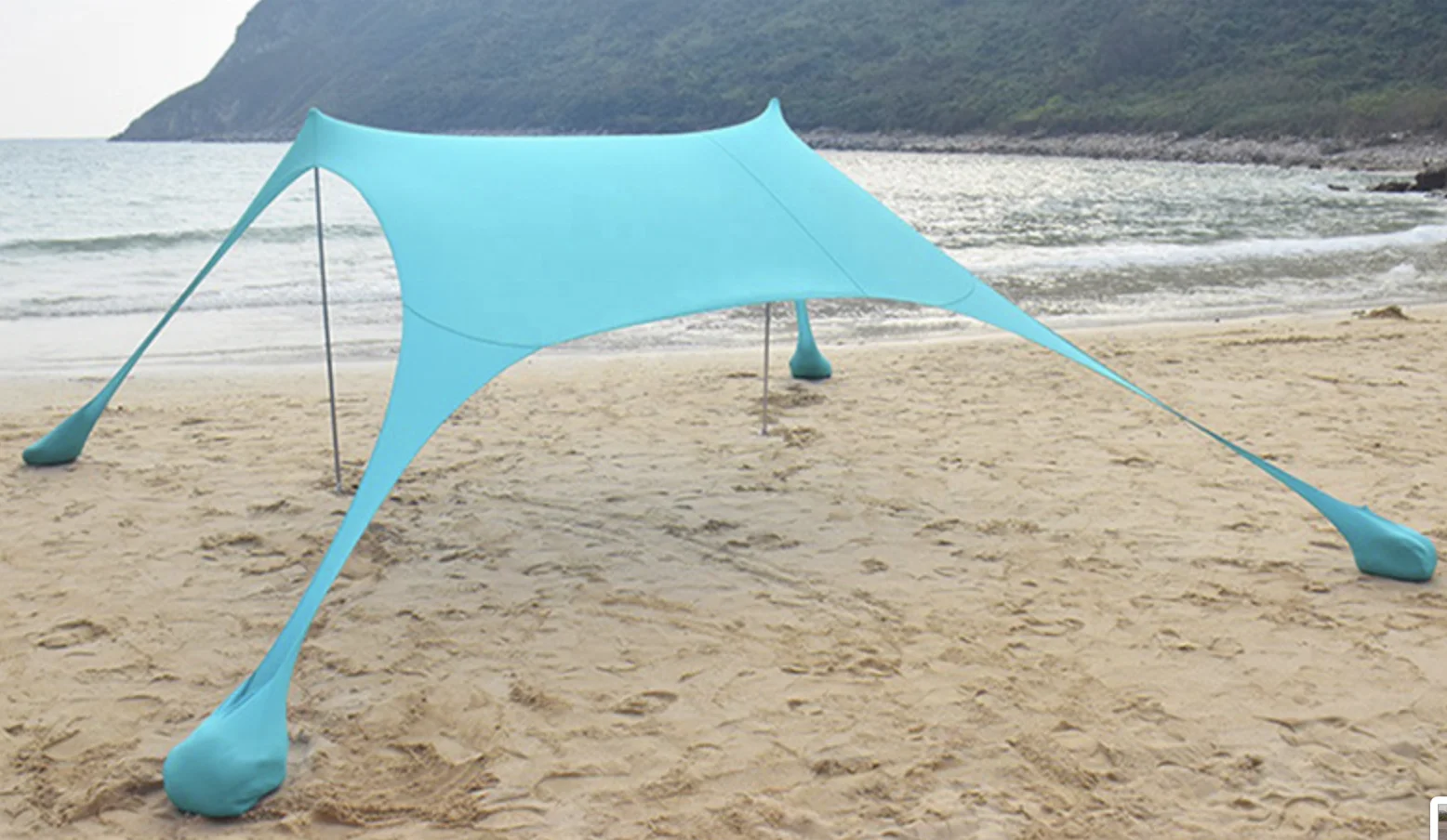 Wholesale Single Layer Summer  Tarp Pop Up Beach Tent 4 Person Waterproof Sun Shelter With Aluminum Poles For Camping