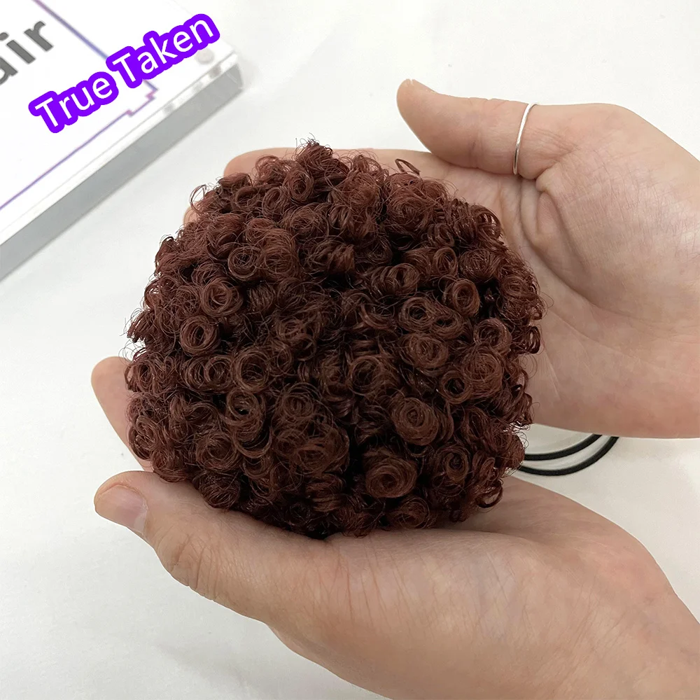 Cheap Price Natural Short Afro Kinky Curly Afro Bun Wrap Around Drawstring Hair Puff Chignon With Combs