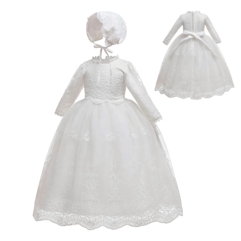 
High quality Newborn baby Girl baptism costume christening blessing gown Party Wedding dress Birthday Party Clothing long sleeve 