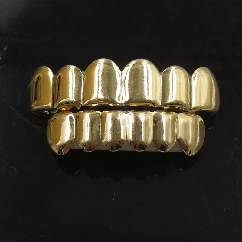 Men Women Body Jewelry Iced out Hip Hop Top Bottom Teeth Grillz Gold Silver Color False Teeth Bump Lattice Dental Grills Set