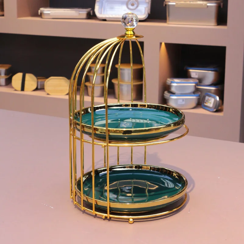 3 Tier Golden Serving Dessert Stand Display Restaurant Food Cupcake Storage Rack Wedding Decor Luxury Birdcage Cake Stand