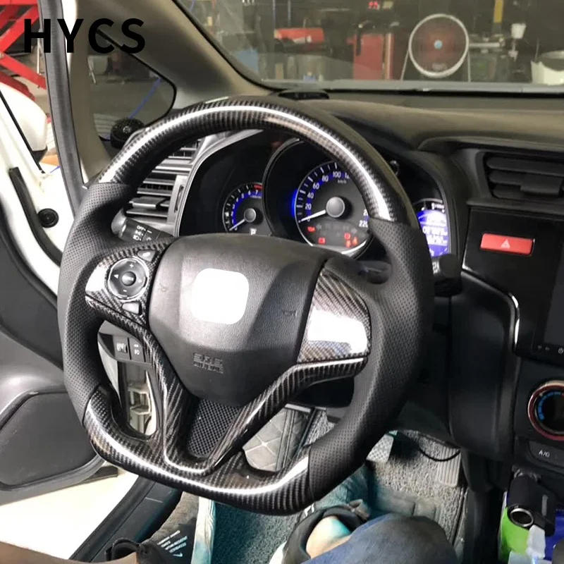 JDM racing factory custom carbon fiber steering wheel interior for Honda Fit GD6 GD8 GE GK5 GR9