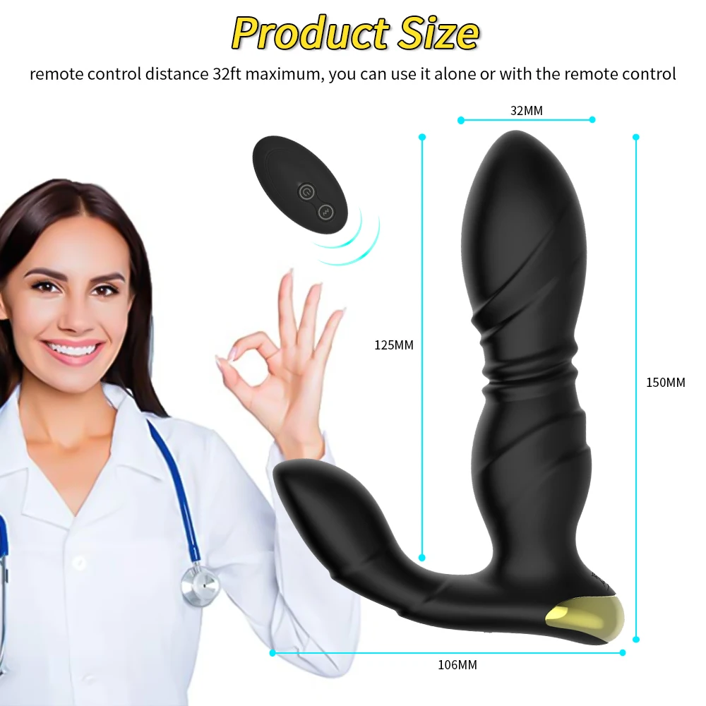 wireless 8 frequency vibration  stimulation anal massage USB quick rechargeable soft silicone  2 in 1 sex toys for Men and Women