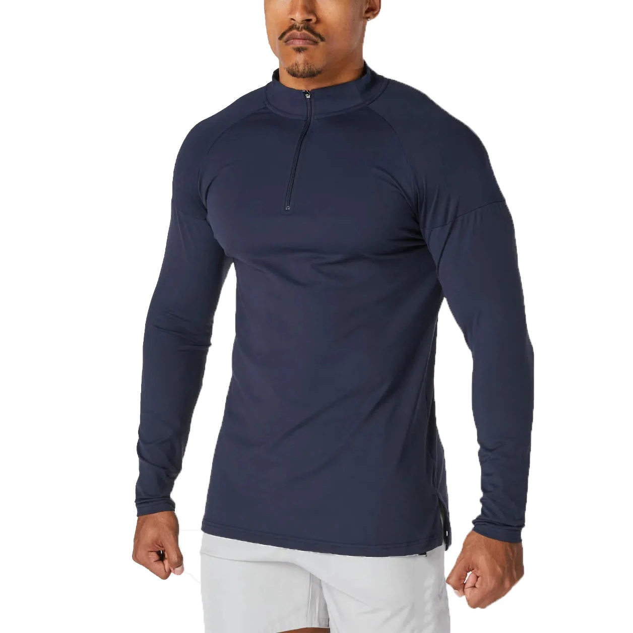 Slim Fit Long Sleeve Mens Jogger Training Tops Quarter Zip up Soccer Tracksuit Wholesale Fitness Running Jacket For Men