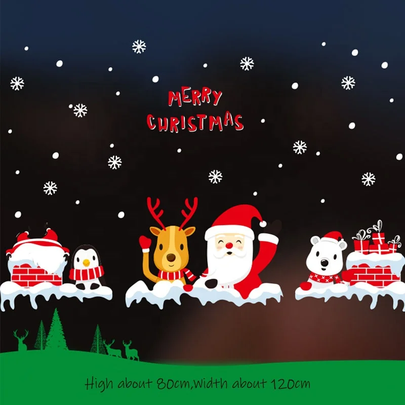 Custom Label printing waterproof pvc christmas door wall sticker  Custom window decal sticker Label