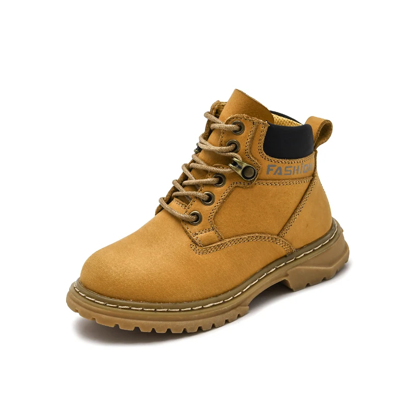 2021 Fashion Korean Genuine Leather Soft Comfortable Kids Shoes Children Autumn Winter Fur Boots for Boy Girl