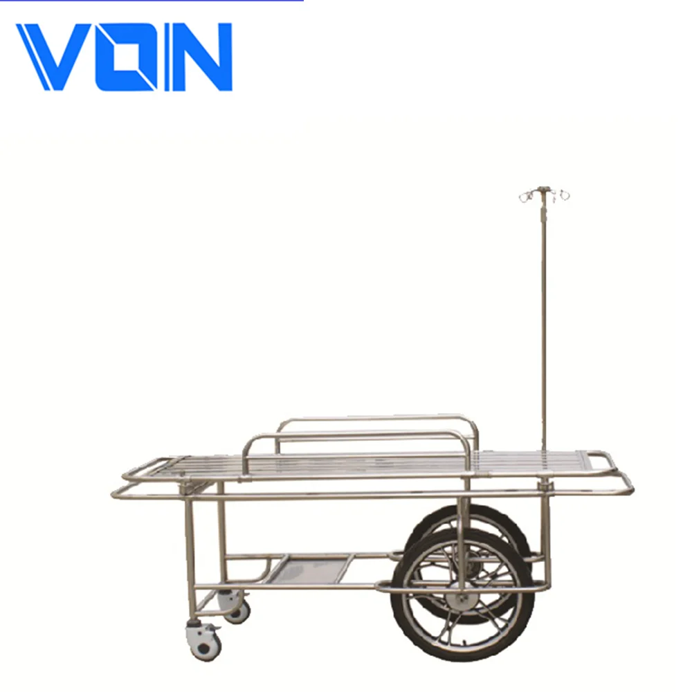 Stainless Steel Wheeled Stretcher With Two Big And Small