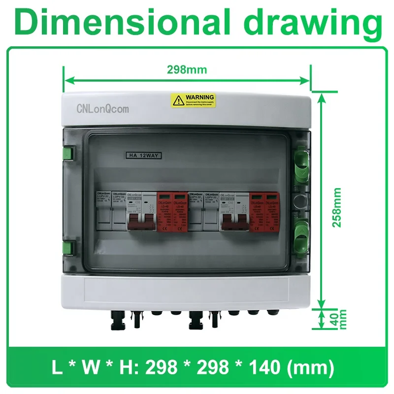 CNLonQcom 2-2 500V 32A 2 In 2 Out Plastic Solar IP65 Waterproof Box | Durable ABS Material 2 Strings Combiner Box
