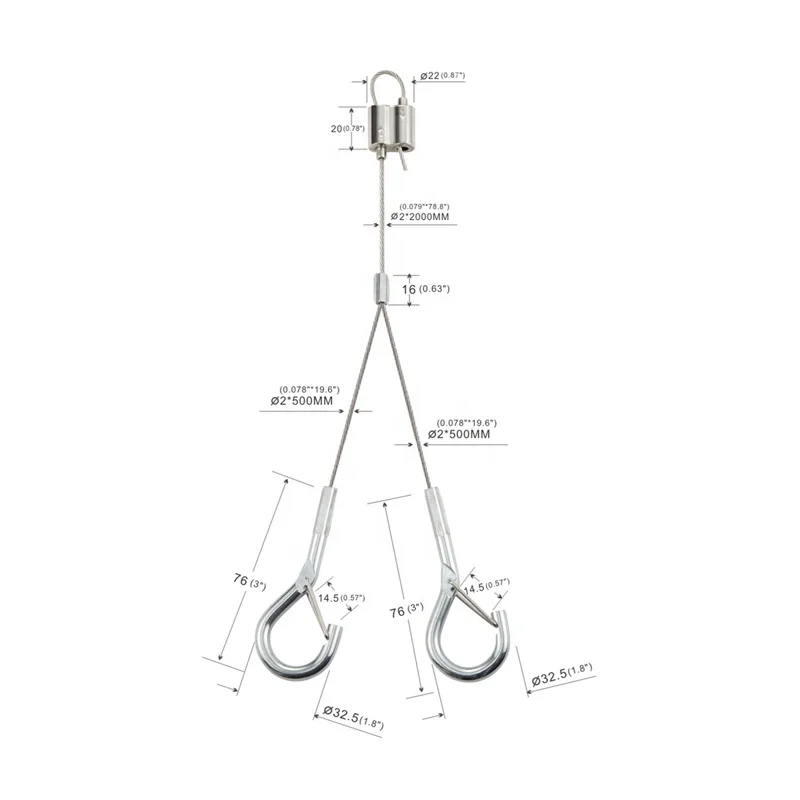 Stainless Steel Wire Rope Suspension Hanging Kits For Acoustic Panel LED Panel Lighting