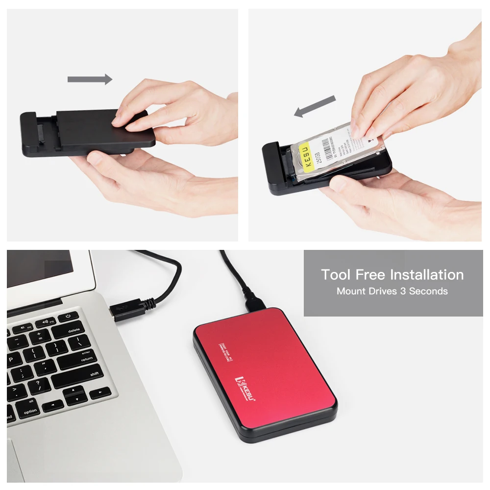 КESU жесткого диска корпус 2,5 жесткий диск SATA USB 3,0 SSD/HDD 1 ТБ 2 ТБ жесткий диск коробка для Samsung Seagate