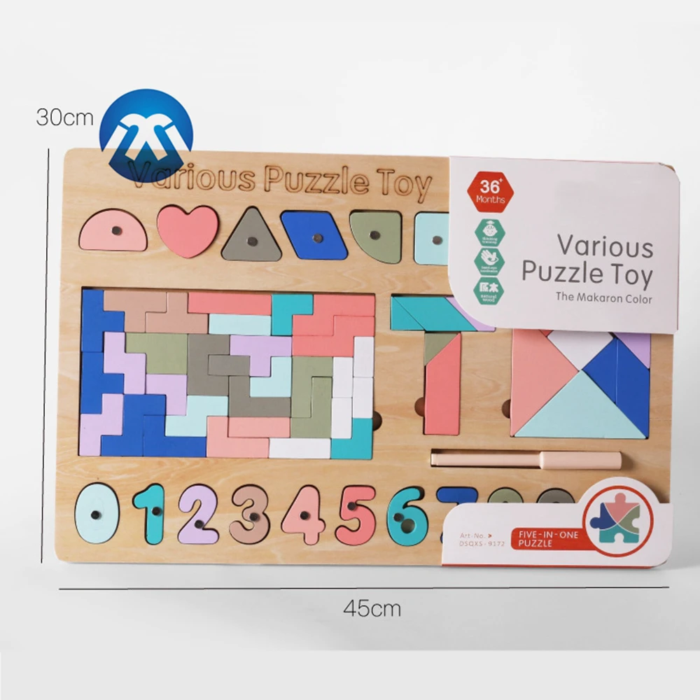Hot sale kids educational wooden toy for children digital puzzle blocks