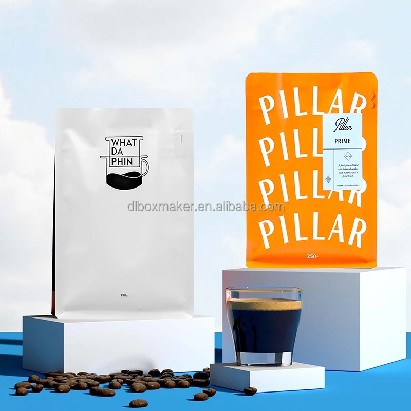 Custom Coffee Bean Packaging Pouch Valve Plastic Side Gusset Packages Zipper Aluminum Packing Stand Up Bag Printed Eco Friendly