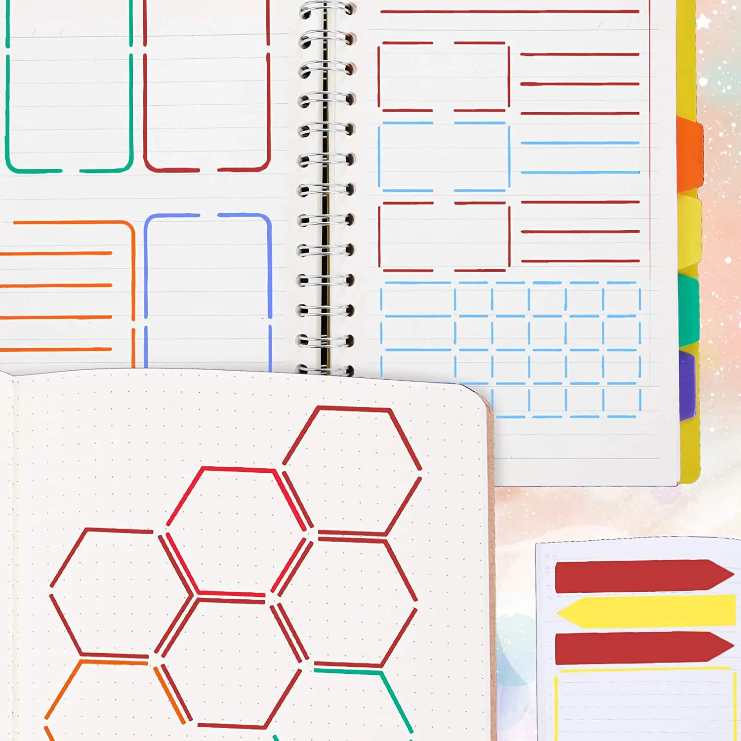 26 Pieces A5 Journal Stencils Plastic Planner Set DIY Templates Planner Weekly Layouts Bullet Dot Grid Journal Stencils for DIY