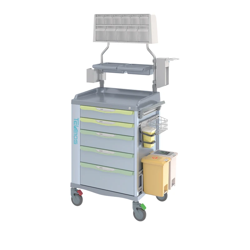 Functional Hospital Secure Storage Medical Carts Anesthesia Trolley