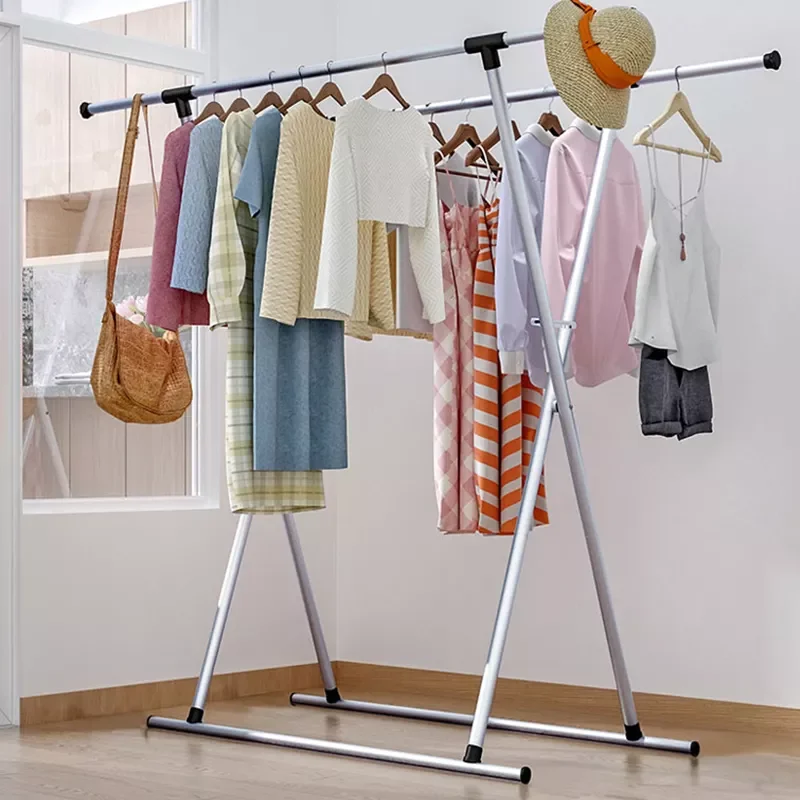 Double Pole Metal Foldable Indoor Hanger Dryer Hanging Clothes Clothes Drying Rack