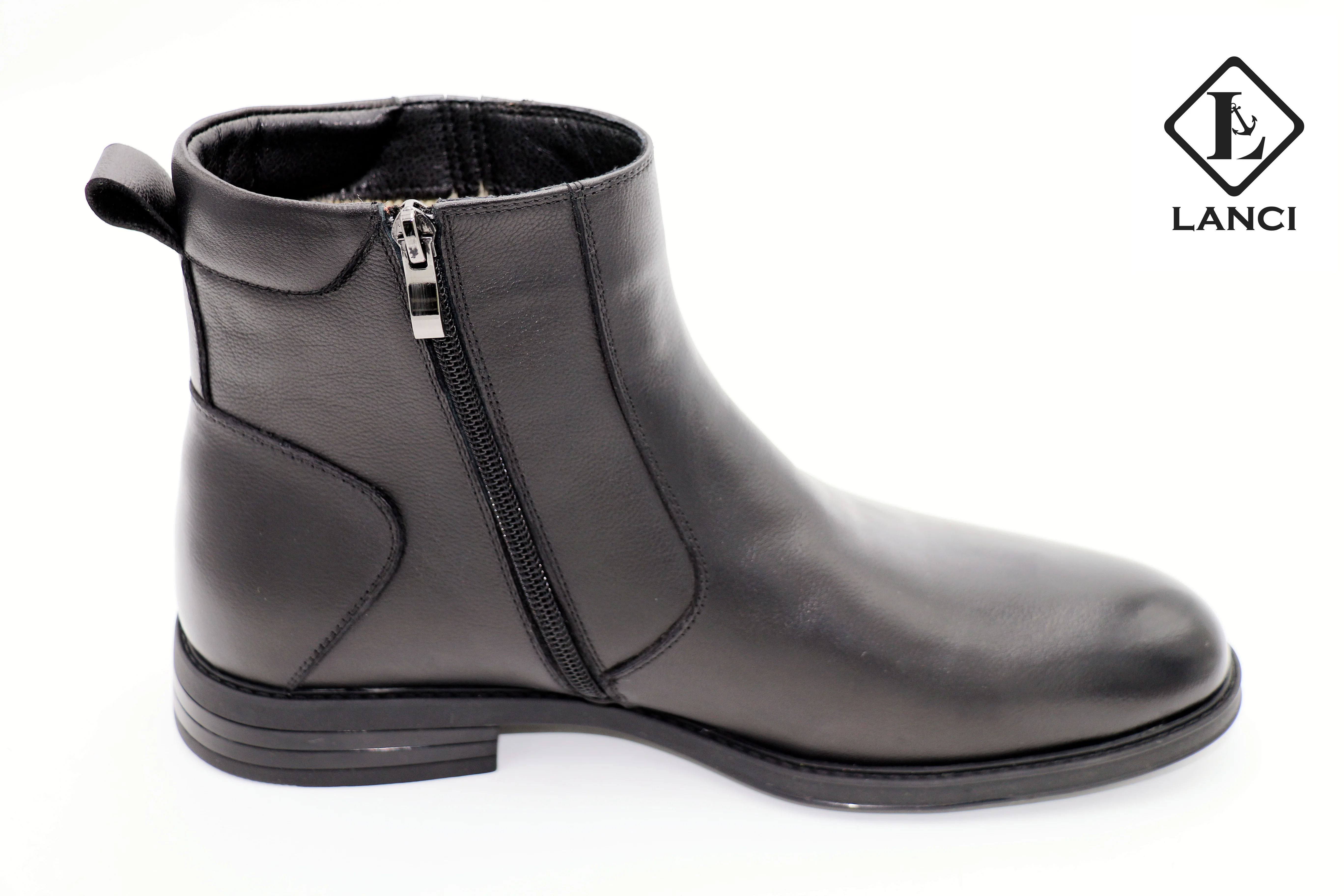 LANCI 2022 Wholesale latestest custom discount mens leather Chelsea boots zipper rope