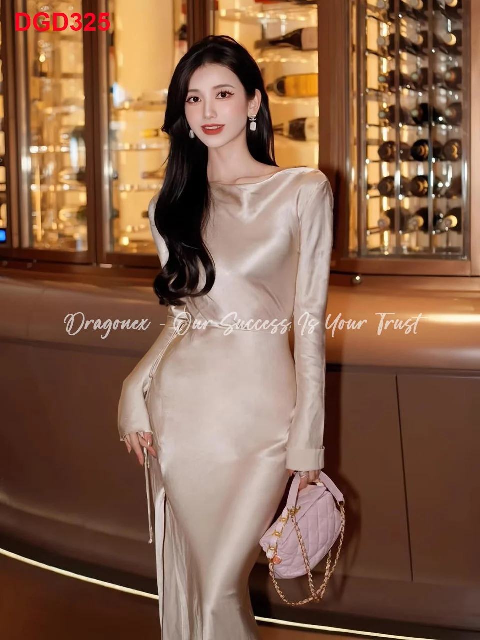 Clothing Manufacturers Custom Ladies High Quality Elegant Ruched Halter Midi Satin Milk Silk Dress For Women