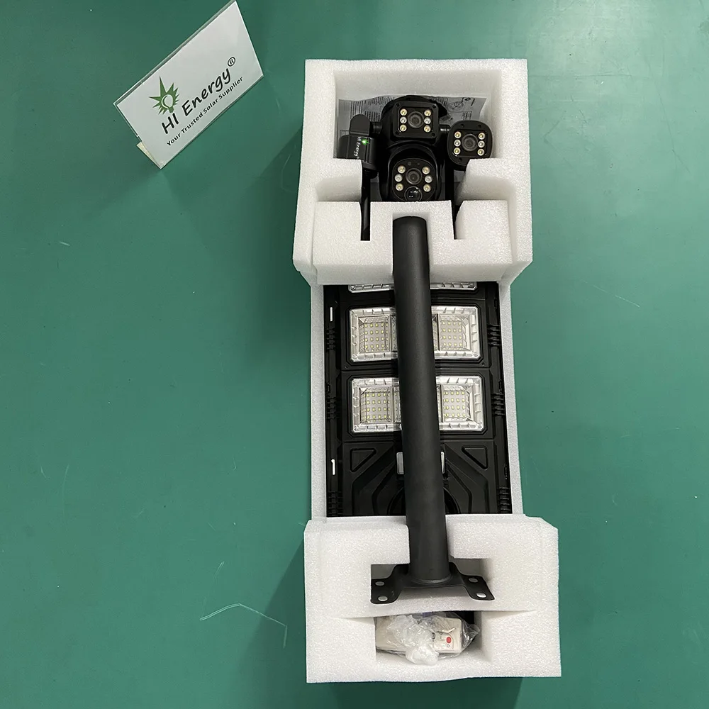 HiEnergy ai solar street light with camera wifi all in one solar street light with 4G cctv camera 3MP 6MP outdoor 450W