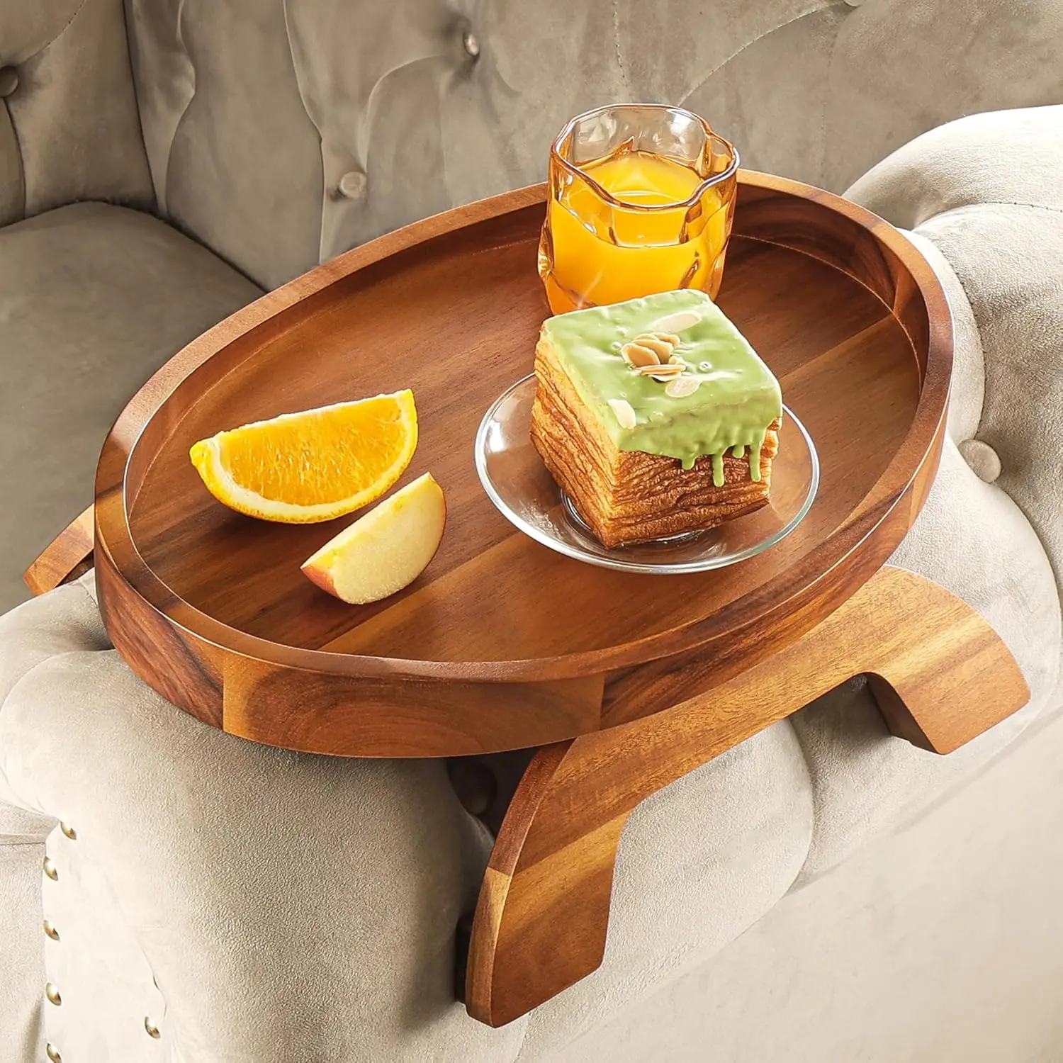 Wholesale Custom Wooden sofa armrest tray with Sofa armrest table wooden serving tray for Food Storage and Table Use
