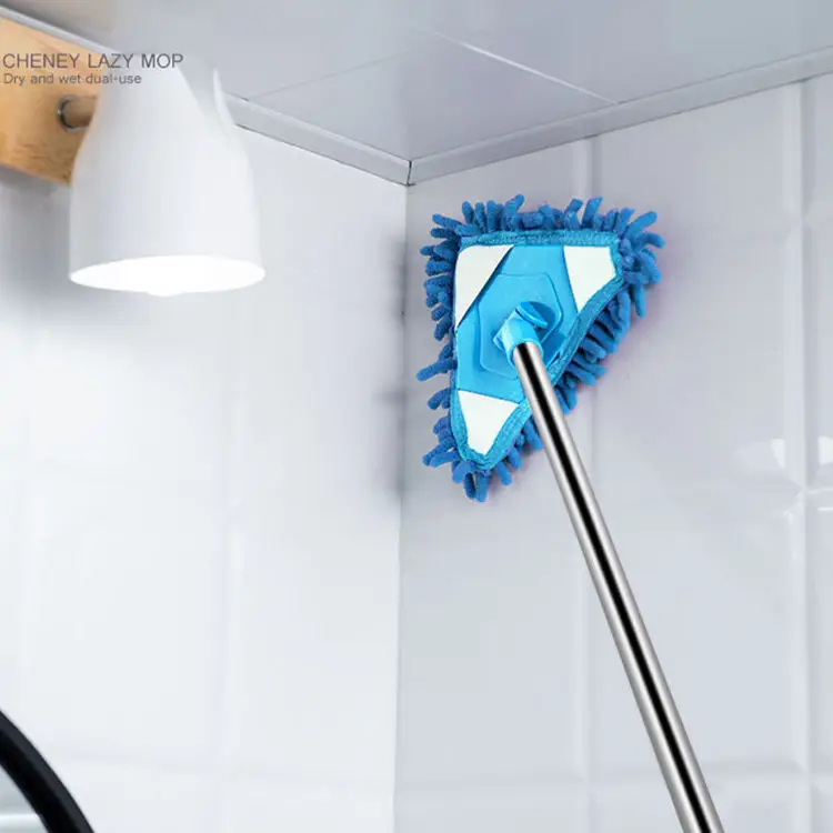 Rotatable Adjustable Chenille Mop Floor Cleaning Reusable Wet and Dry Triangle Cleaning Mop