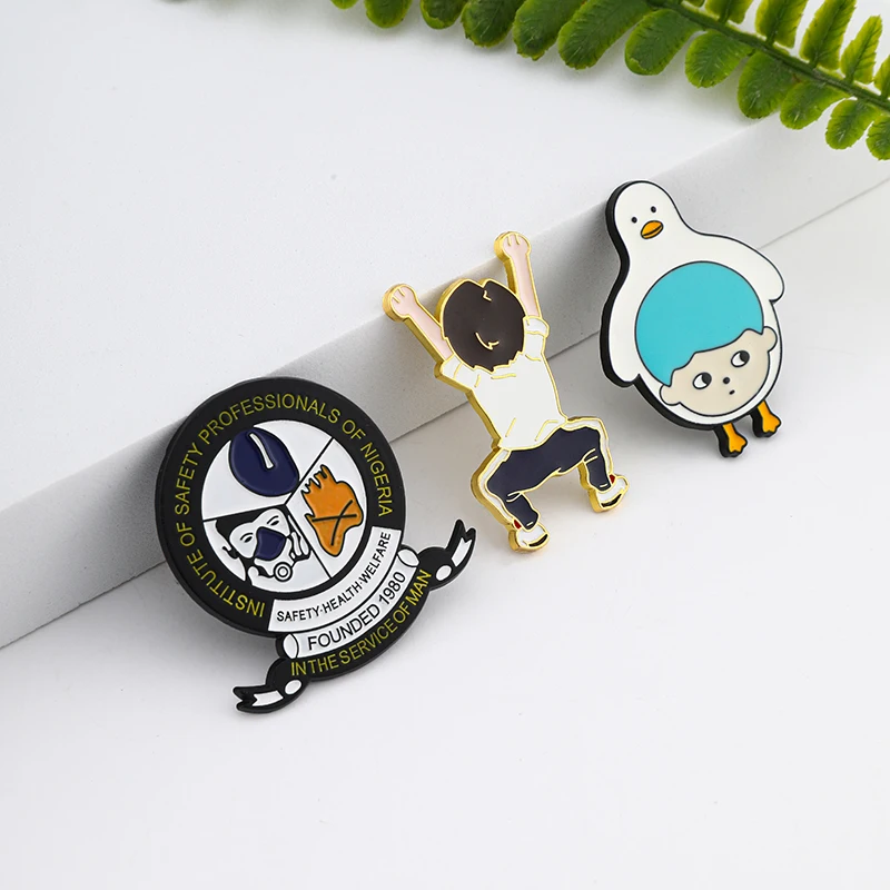 Metal craft logo embossed clothing lapel pin custom logo nameplate brooch metal badge pin