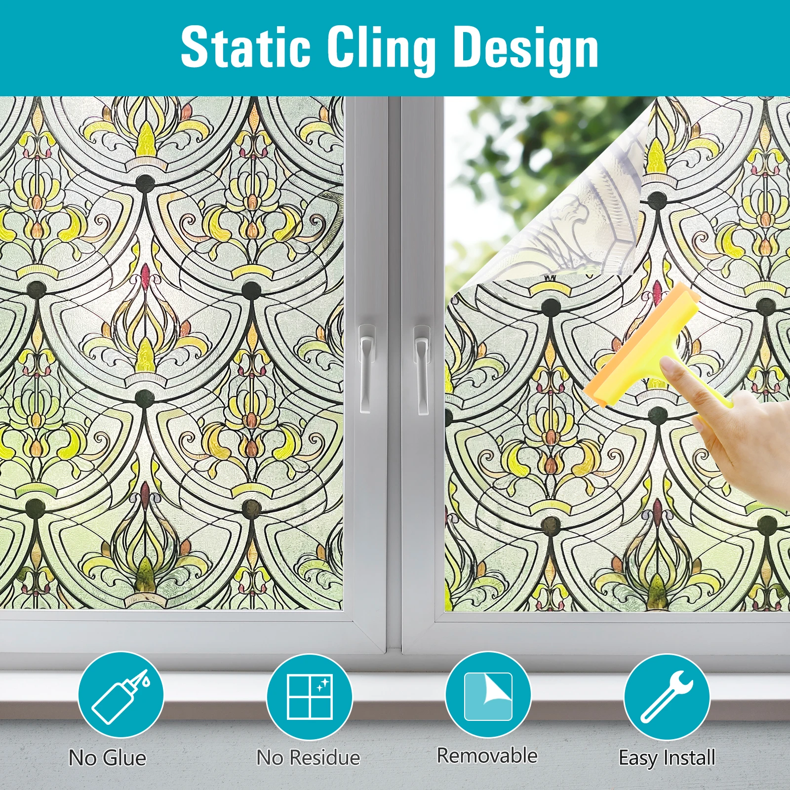 3d film rainbow Film Uv Matte Privacy Self-adhesive Frosted Window Film With Design